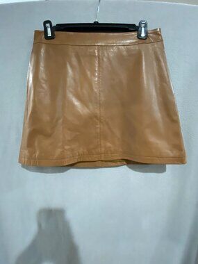 Cupcakes & Cashmere Tan 100% Leather Mini Skirt Size 0 Camel Genuine Leather